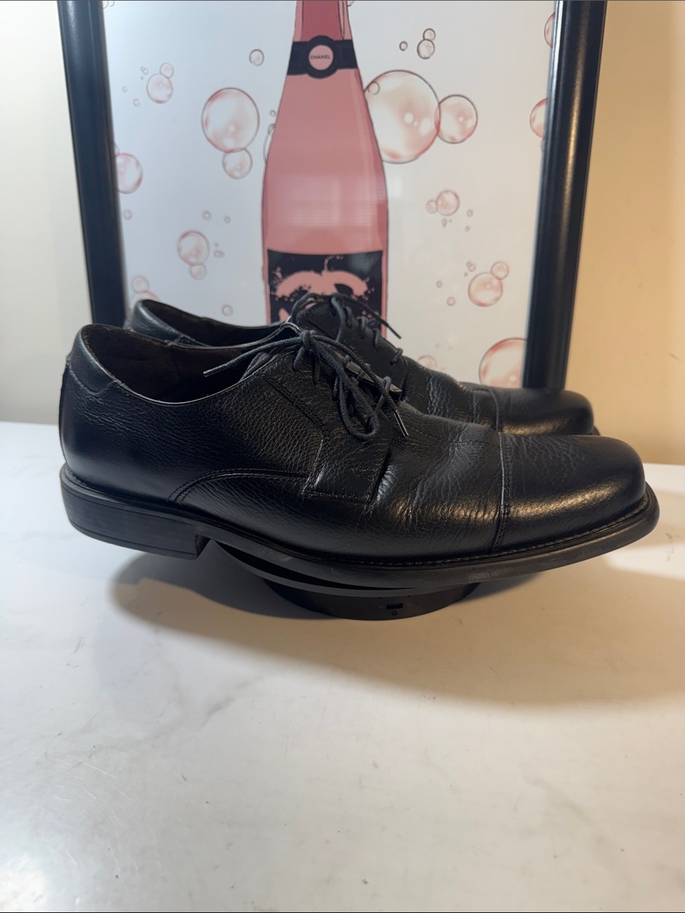 Johnston & Murphy Black Leather Cap-Toe Derby Shoes - Men’s Size 10M